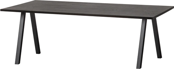 Spisebord Woood Tablo   Minimalistisk Mørk Eg   Mat Sort Metalstel 220x90x75 Cm