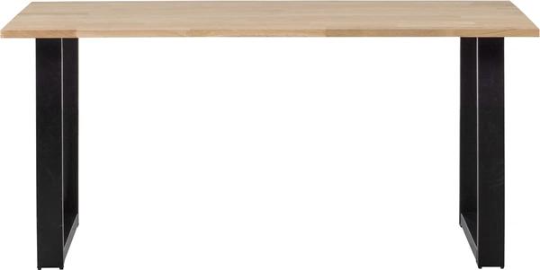 Spisebord Woood Tablo Plankebord 180x90 Cm Ubehandlet Egetræ Natur Med Sorte Metal  -ben   Robust Moderne Design Til  -  Pers
