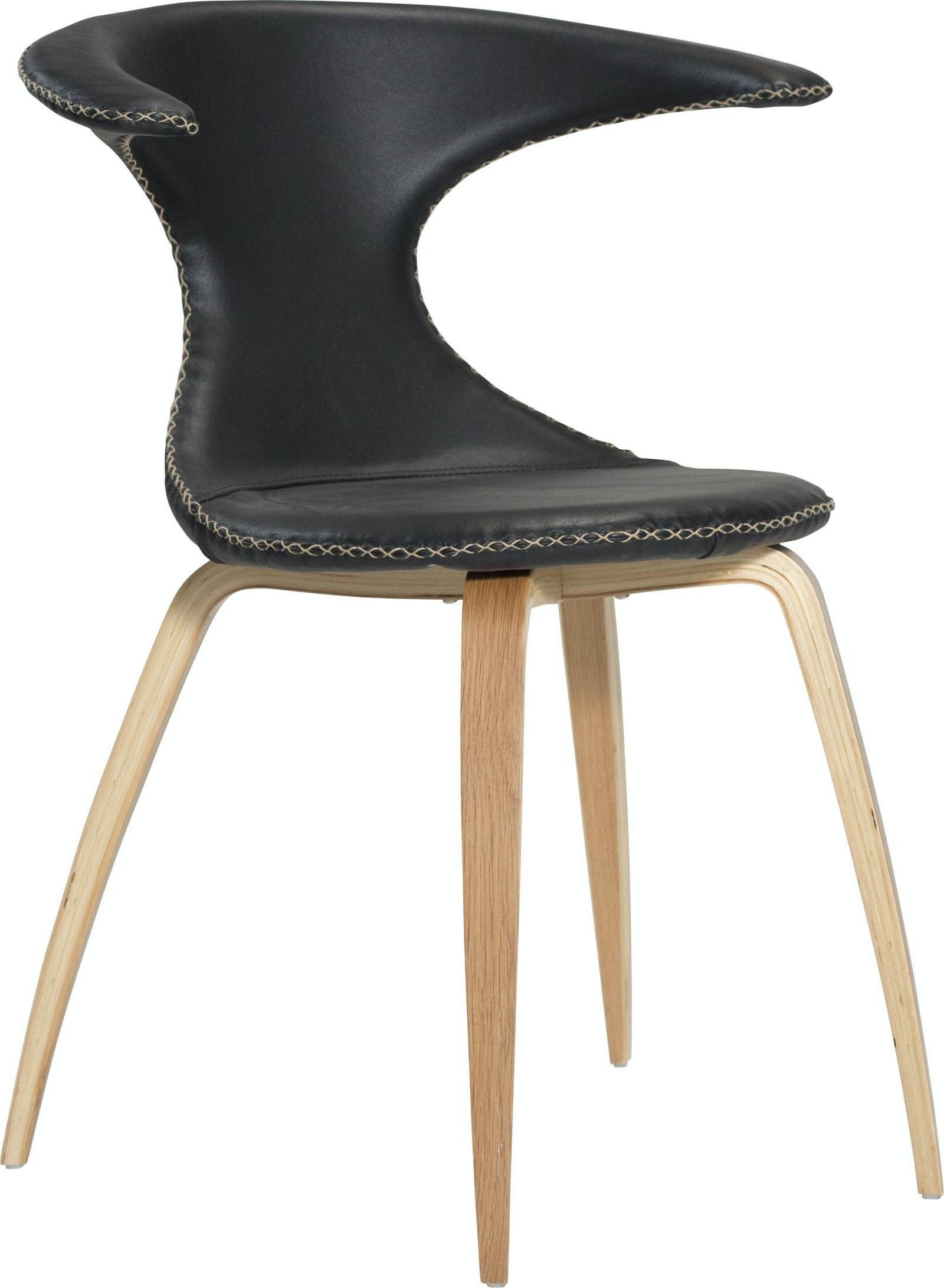 Spisebordsstol Dan-form Denmark Flair   Sort Læder   Egetræsben   Moderne Nordisk Design