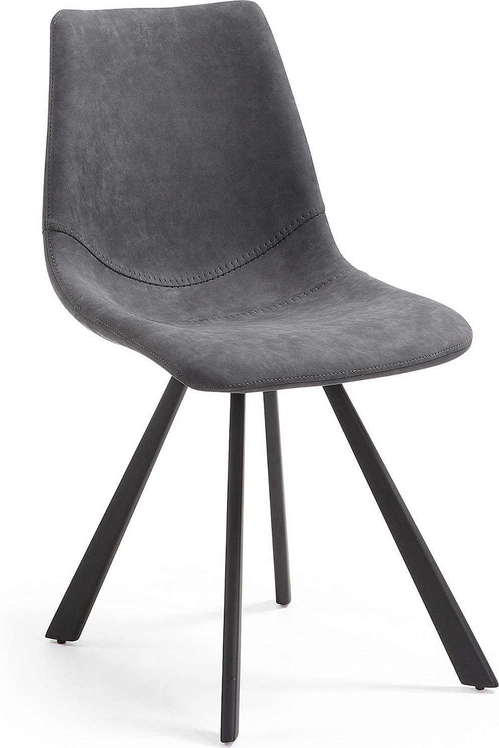 Spisebordsstol Kave Home Alve Nordisk Design   Sort Syntetisk Læder Med Pulverlakerede Stålben