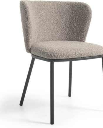 Spisebordsstol Kave Home Ciselia Lysegrå Fleece Polstret Stålramme H75ã B52ã D55 Cm