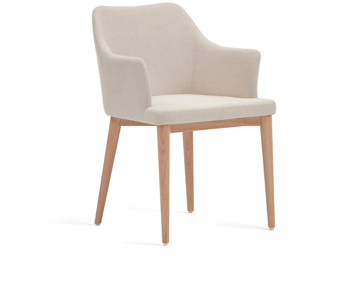 Spisebordsstol Kave Home Croft Med Armlæn Polstret Chenille Beige Natur Nordisk Design