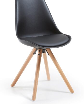 Spisebordsstol Kave Home Ralf   Nordisk Moderne Polstret Design   Sort Natur Polypropylen   Bøgetræ