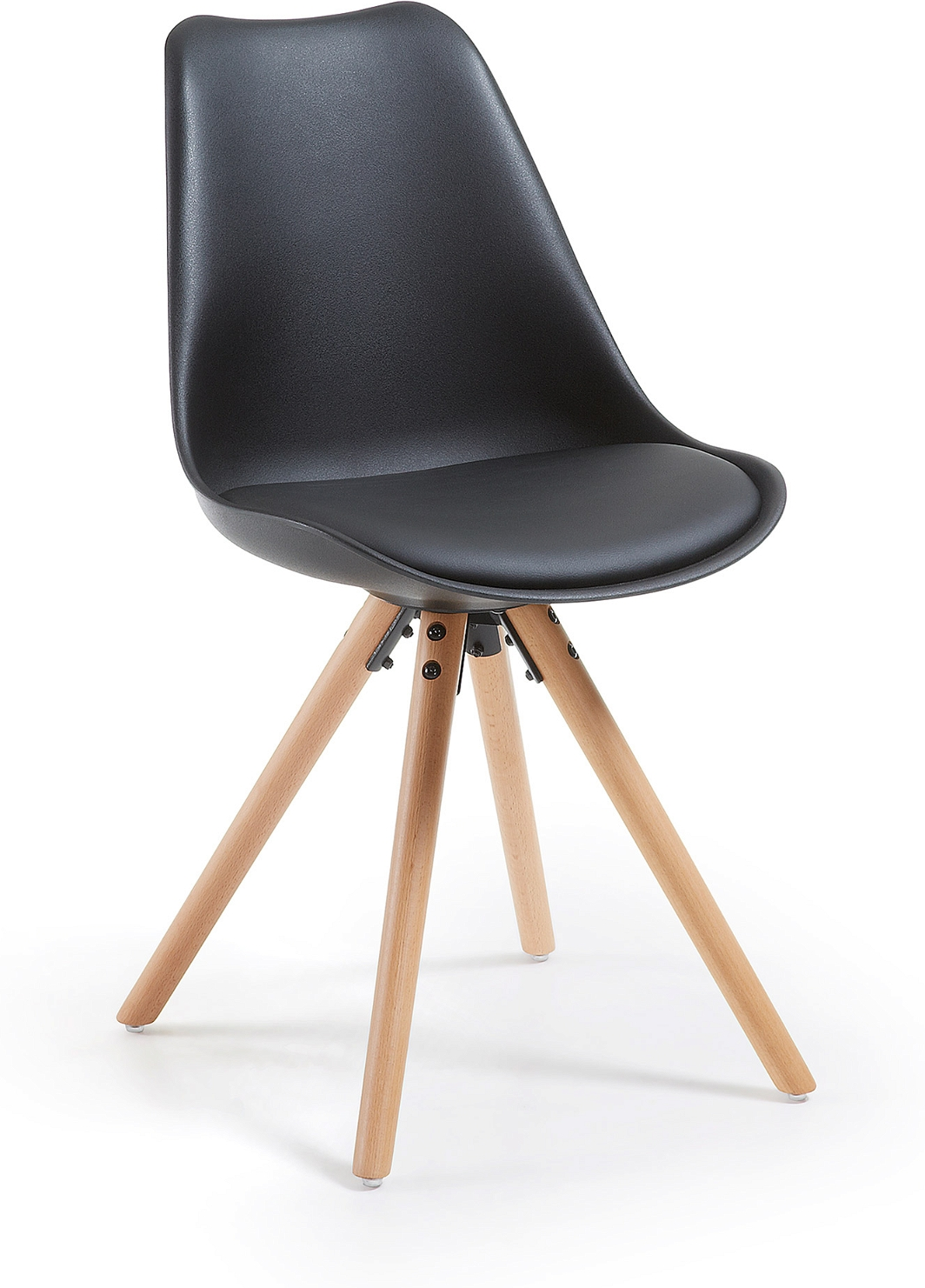 Spisebordsstol Kave Home Ralf Nordisk Moderne Polstret Design Sort Natur Polypropylen Bøgetræ