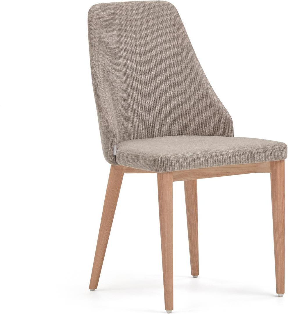 Spisebordsstol Kave Home Rosie   Ergonomisk Nordisk Design  Chenillebetræk   Massivt Asketræ  Brun