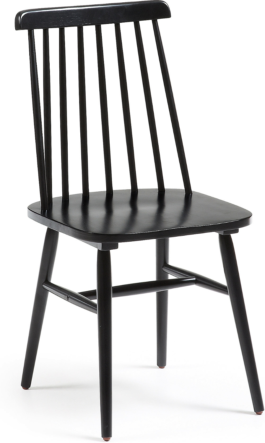 Spisebordsstol Kave Home Tressia   Massiv Gummitræ Lakeret Mat Sort   Klassisk Nordisk Design