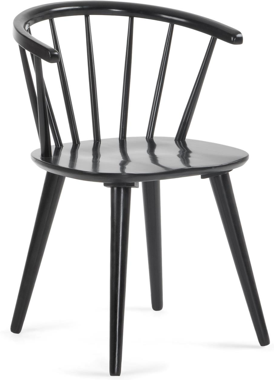 Spisebordsstol Kave Home Trise   Massiv Sort Gummitræ H77xb53xl54 Cm Klassisk Design