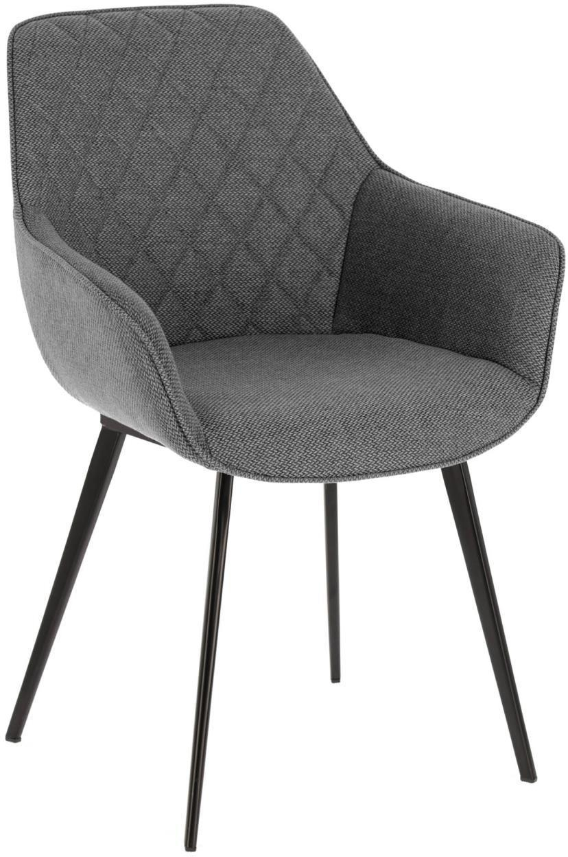 Spisebordsstol Med Armlæn Kave Home Amira Polstret Stof Grå Sort Nordisk Design