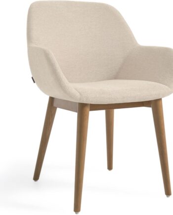 Spisebordsstol Med Armlæn Kave Home Konna Beige Chenille