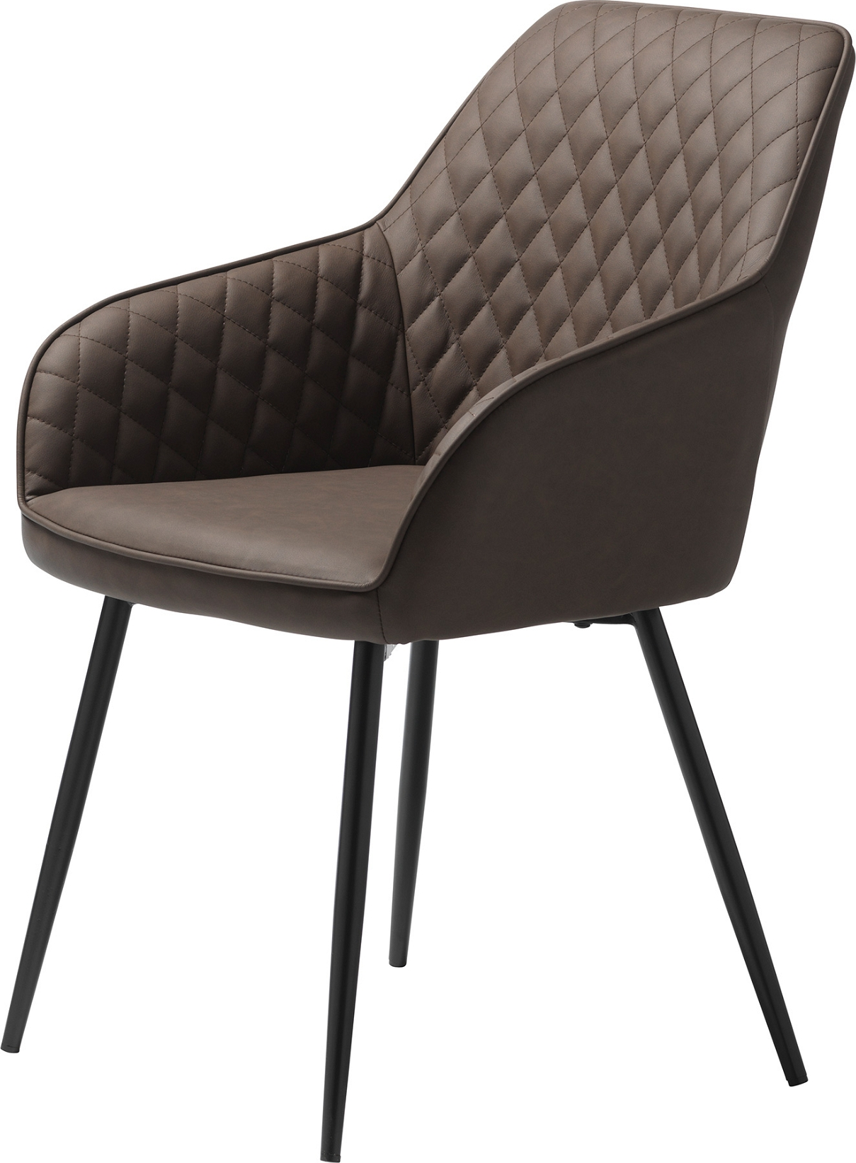 Spisebordsstol Med Armlæn Nordique Design Milton   Brun Sort Pu Vintage Kunstlæder  Sorte Metalben  H84ã B58 Cm