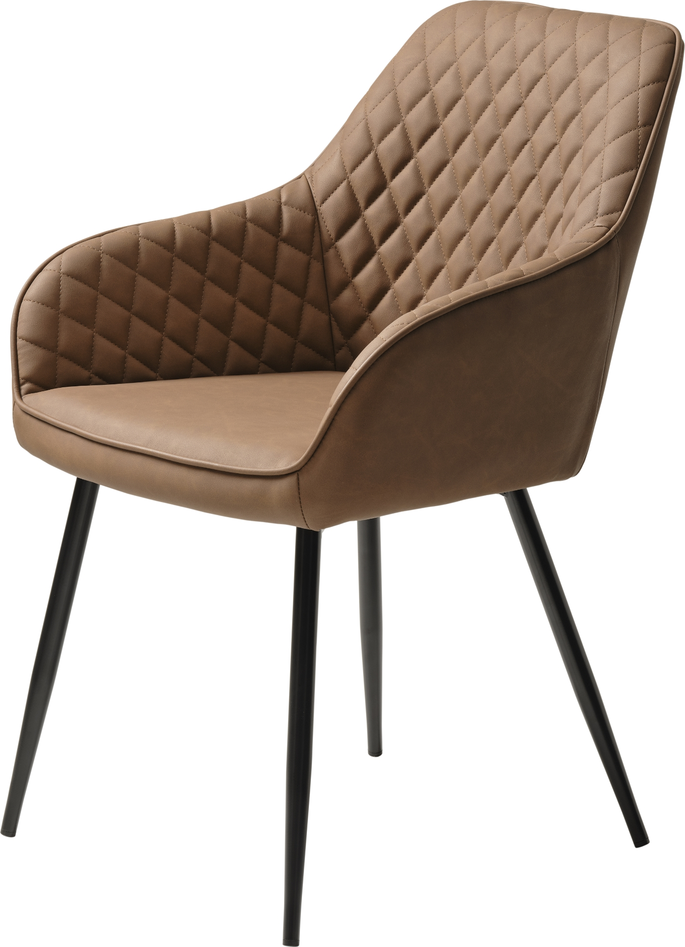 Spisebordsstol Med Armlæn Nordique Design Milton   Lys Brun Kunstlæder  Sorte Metalben
