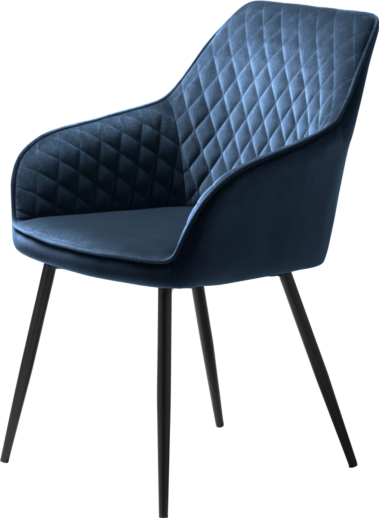 Spisebordsstol Nordique Design Milton Med Armlæn   Aurora Blå Fløjl   Sorte Metalben