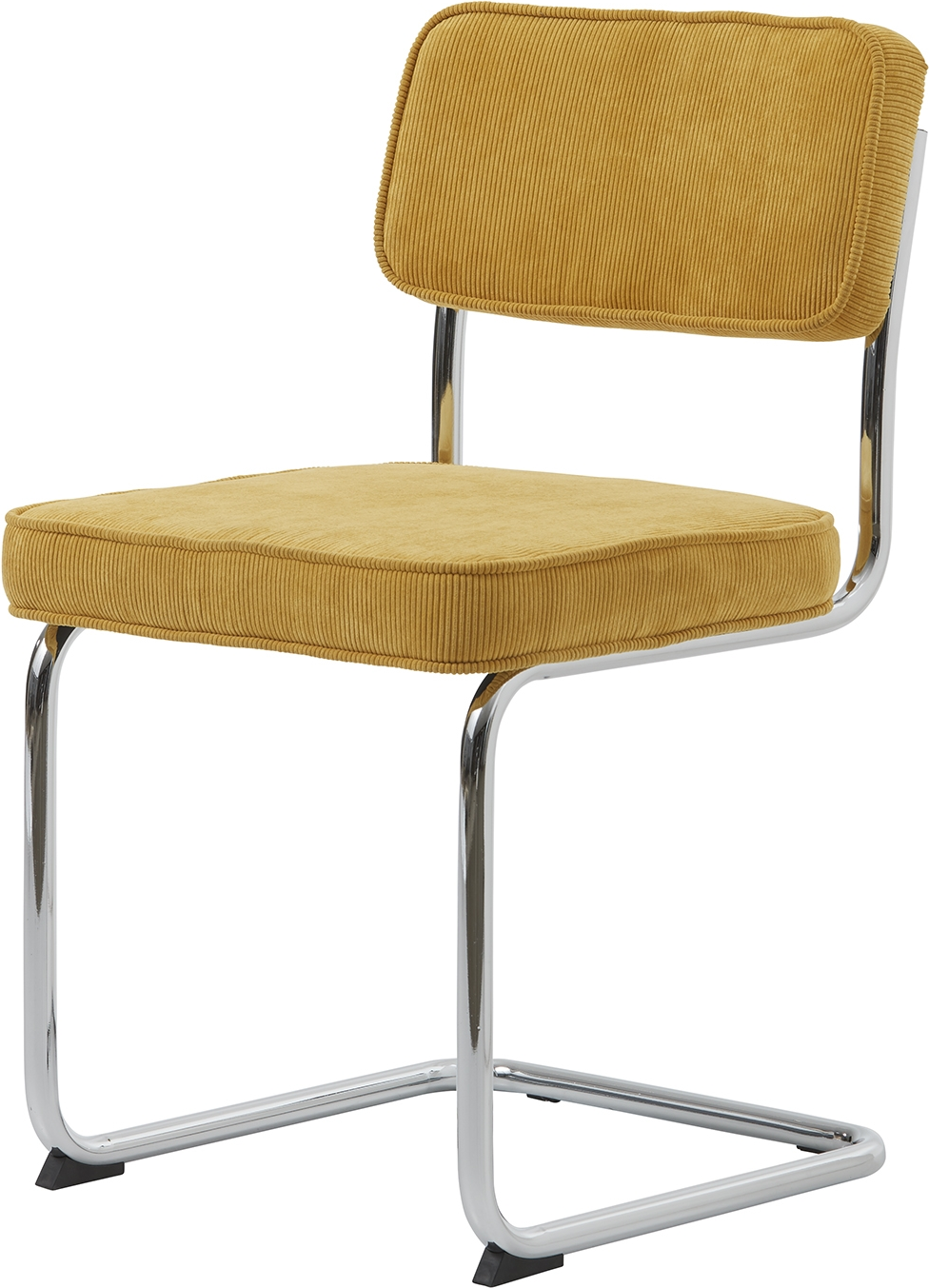 Spisebordsstol Nordique Design Rupert   Gul Corduroy Med Forkromede Metalben