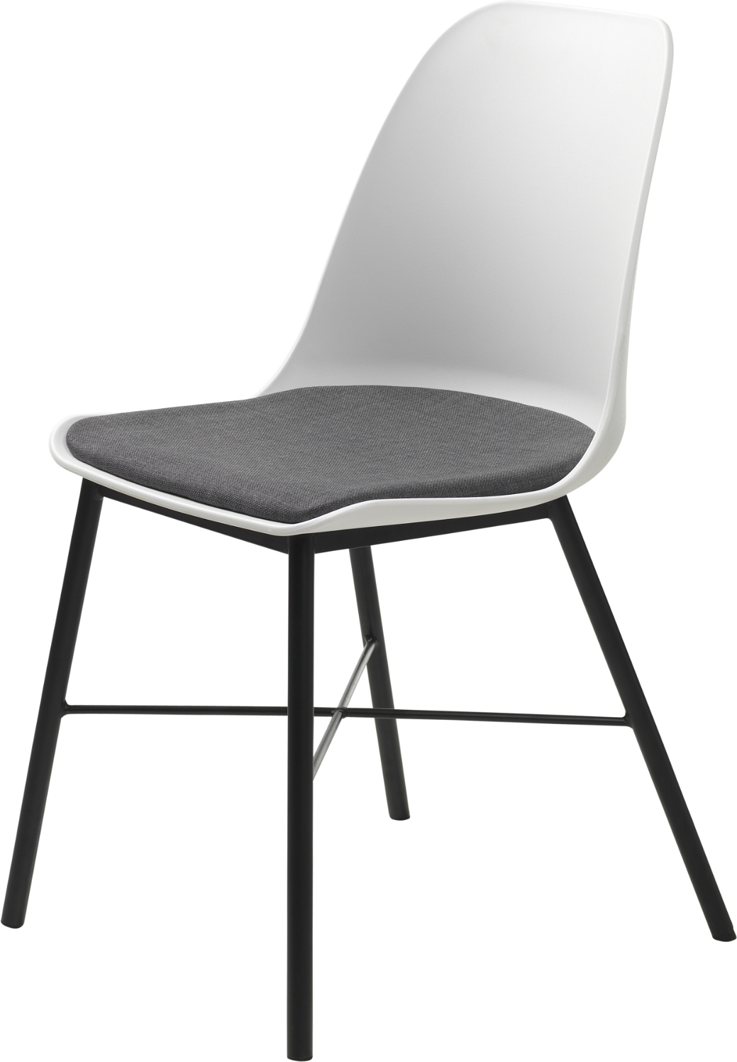 Spisebordsstol Nordique Design Whistler   Hvid Plast Med Gråt Rio-stof Og Sorte Metalben  Sæt Af