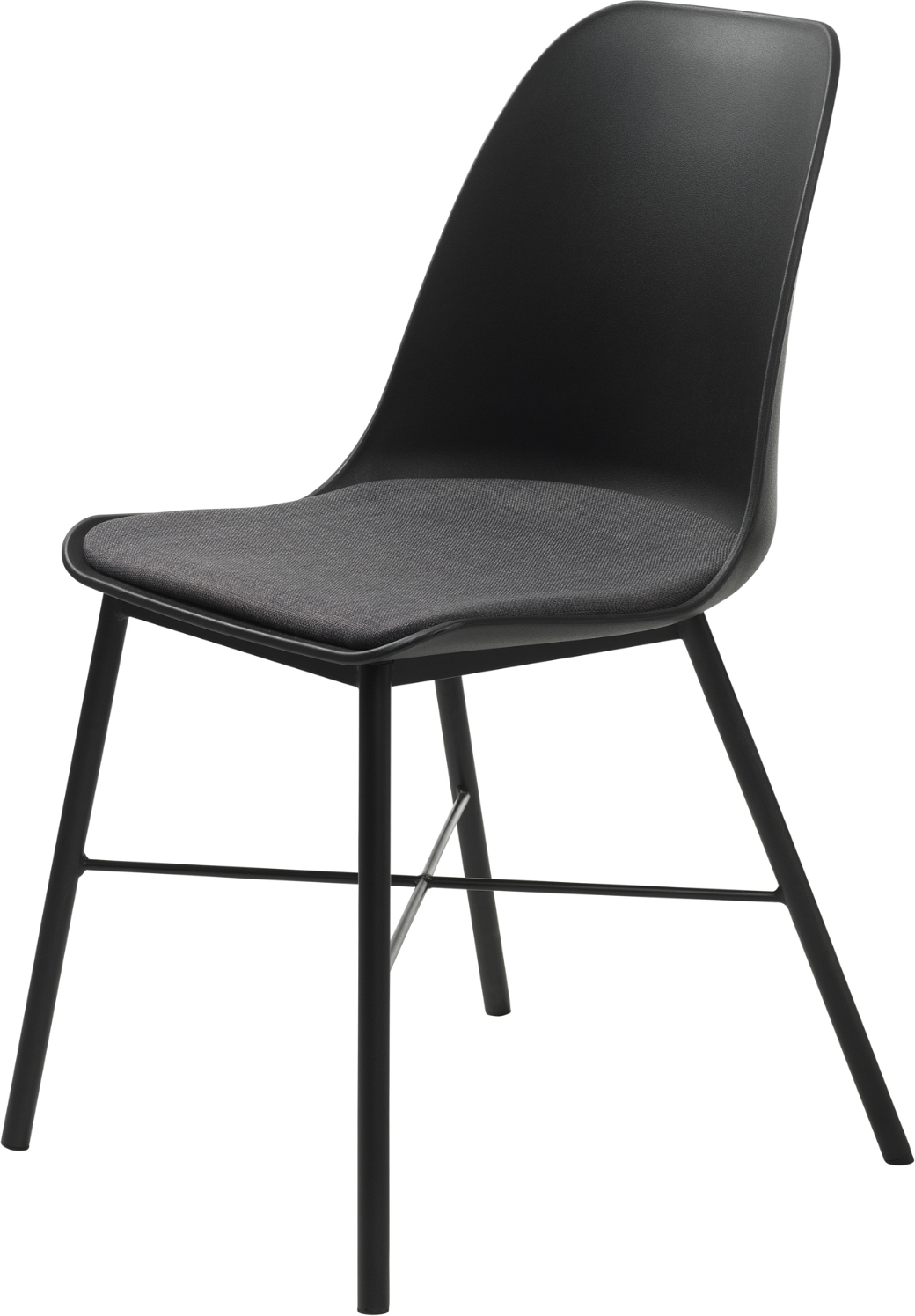 Spisebordsstol Nordique Design Whistler   Sort Plastskal Med Polstret Sæde   100   Polyester For Ekstra Komfort  Metalben  H83ã B47 Cm