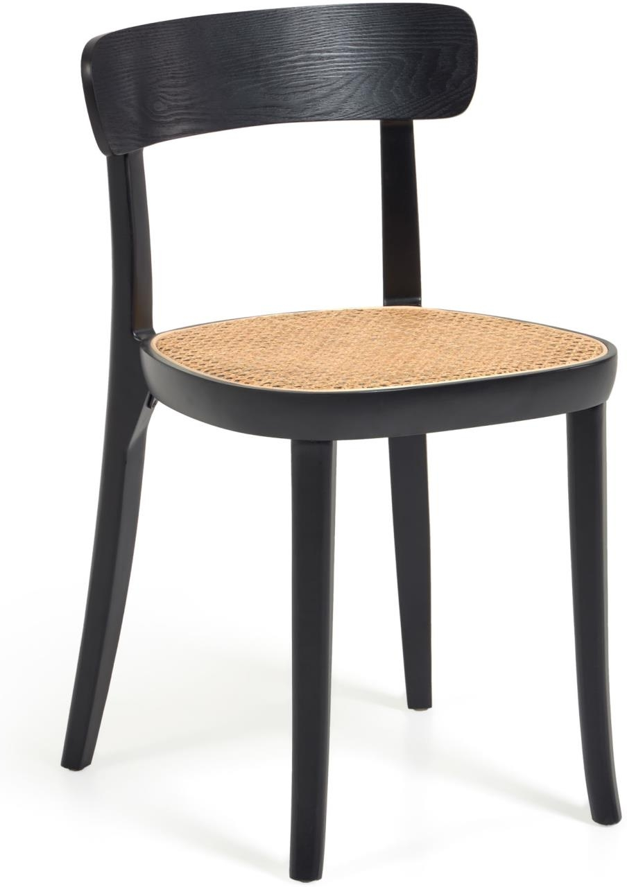 Spisebordsstol Romane Fra Kave Home Massivt Bøgetræ Og Rattan Sort