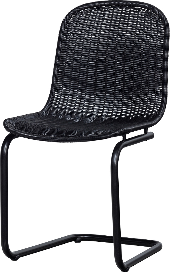 Spisebordsstol Uden Armlæn Woood Willem   Sort Flettet Rattan Og Metal   H84ã B44ã D56 Cm