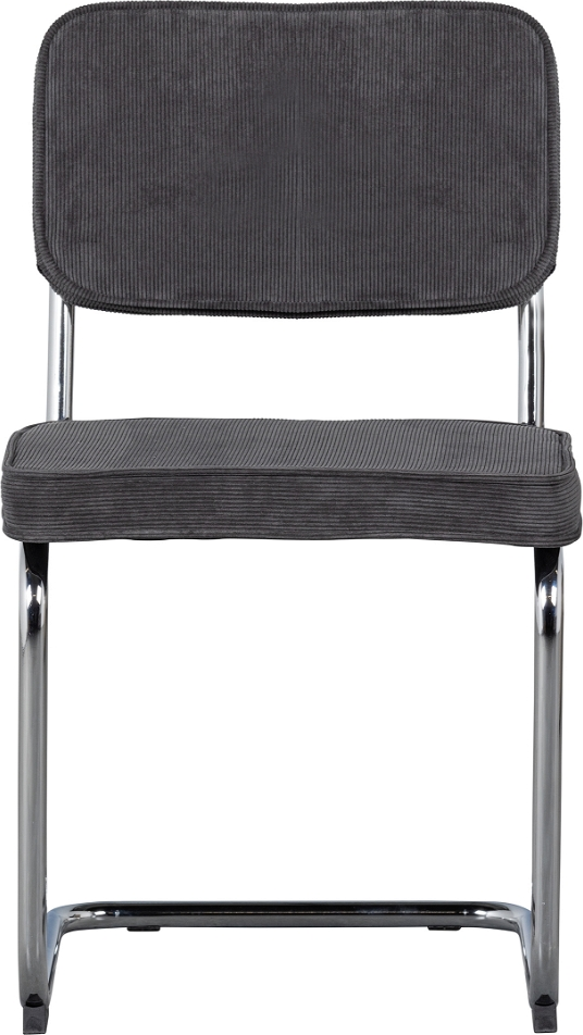 Spisebordsstol Woood Corduroy   Grå Polstret Polyester Med Forkromet Stel H84ã B48ã D52 Cm