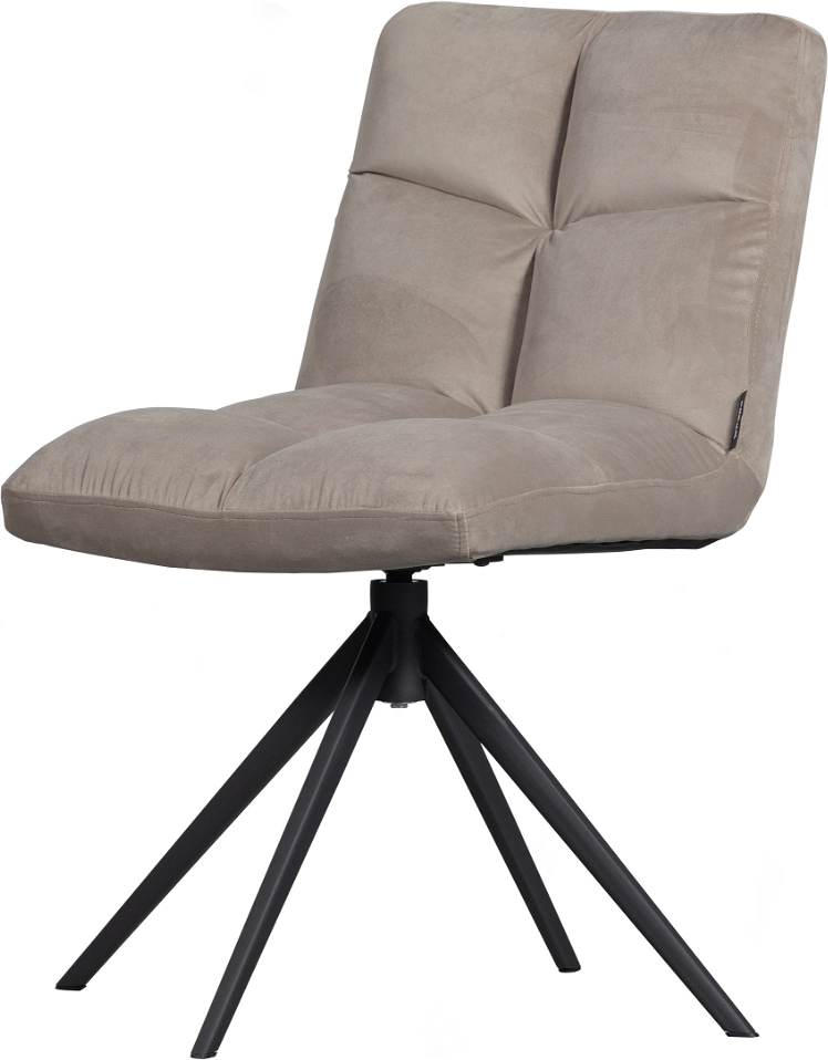 Spisebordsstol   Woood Exclusive Vinny  Sandfarvet Velour  Drejefod  Slank Metalbase  H80ã B48ã D45 Cm