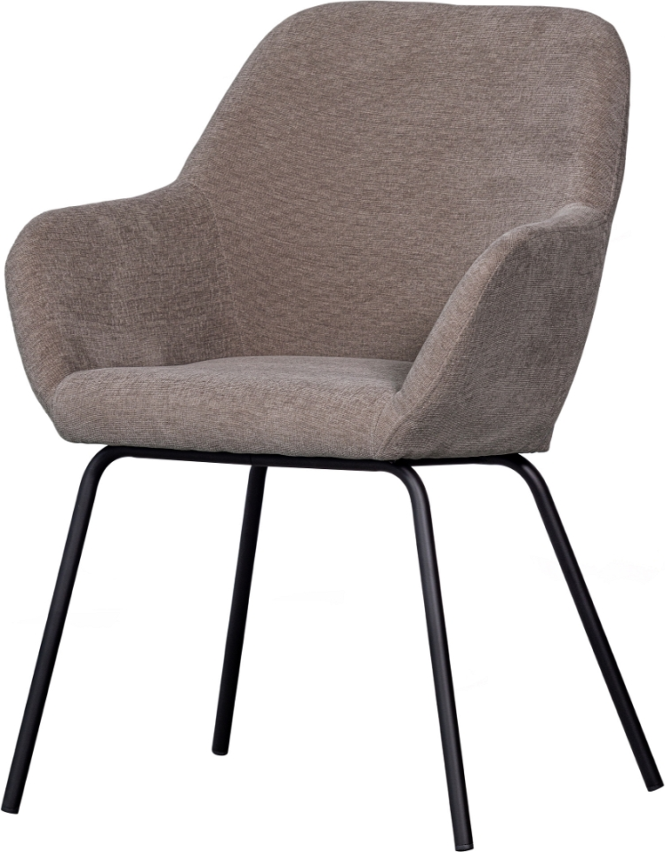 Spisebordsstol Woood Vos Med Armlæn  Beige Chenillepolstring   Sorte Metalben