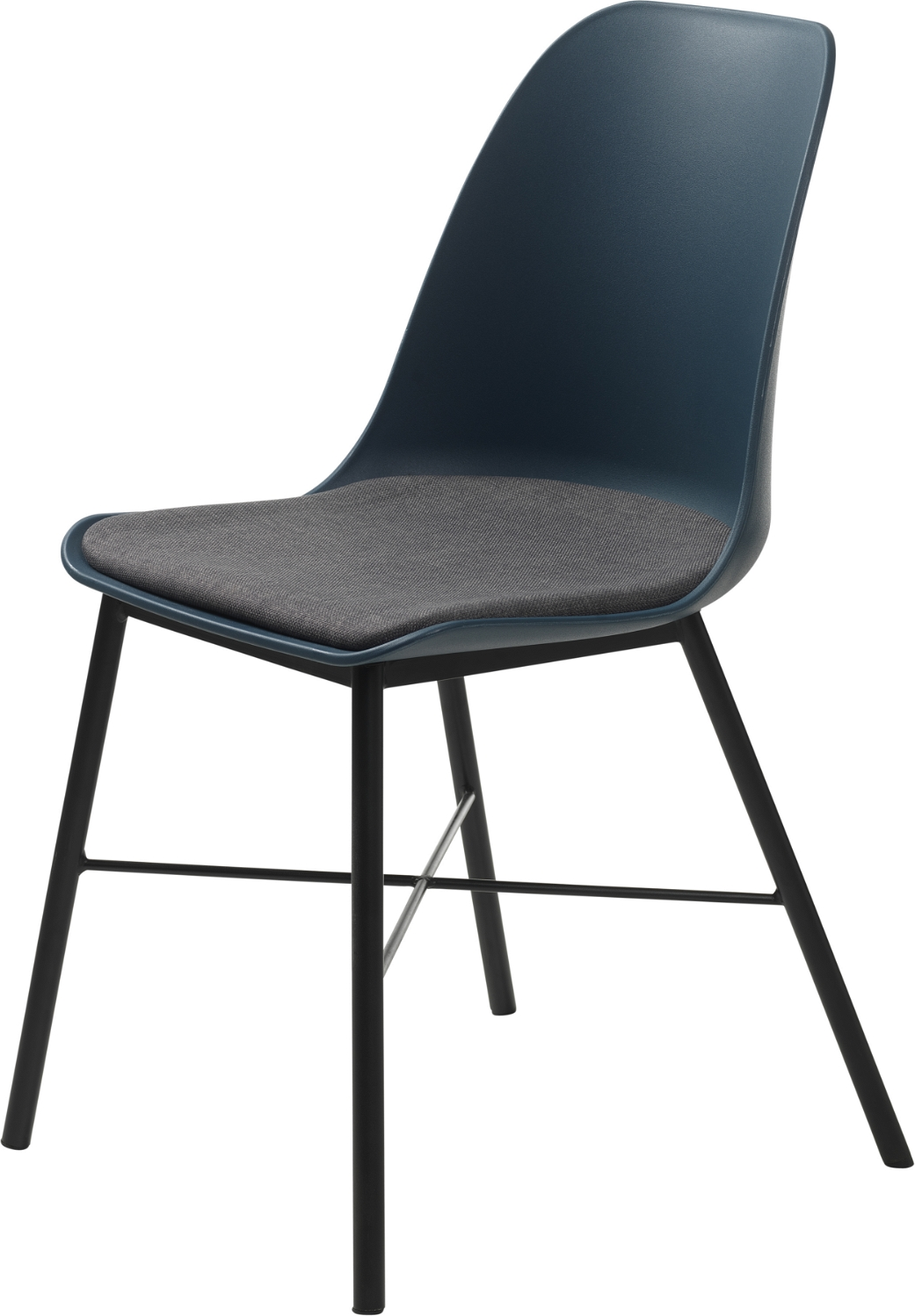 Spisebordsstol  -pak Nordique Design Whistler   Mørkeblå Plastskal  Gråt Rio Polyester Sæde  Metalben  H83ã B47 Cm
