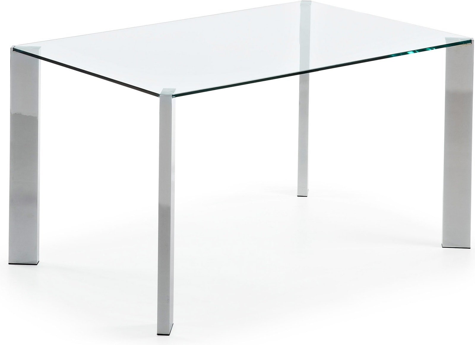 Spisestuebord Kave Home Spot   Klart Hærdet Glas Med Forkromede Stålben   Moderne Design   Plads Til