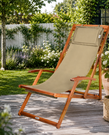 Strandstol   Akacietræ Med Beige Sæde