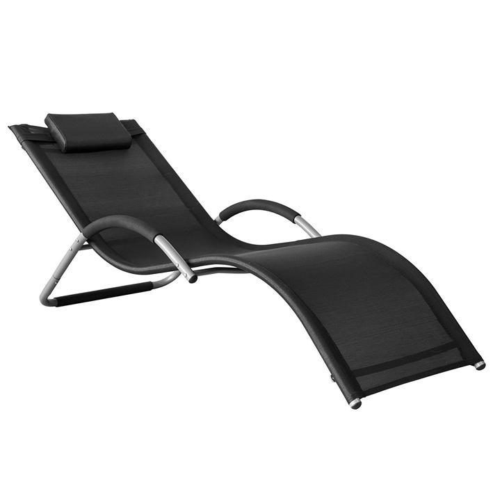 Sun Lounger Havestol    Teslin Stof  Sort