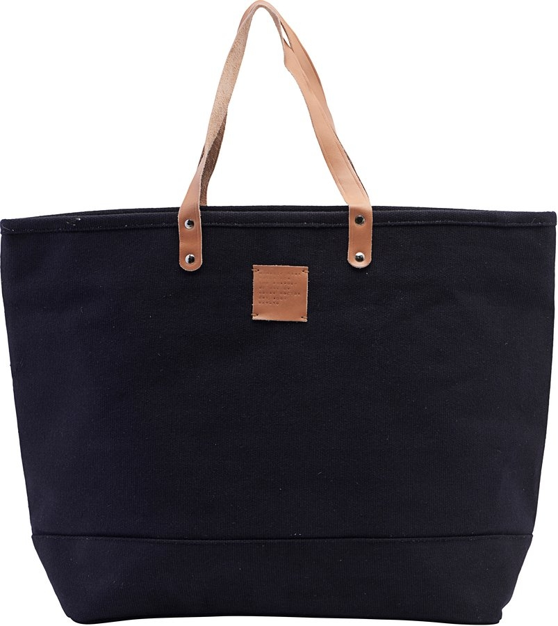 Taske House Doctor Esa Sort Bomuld Tote Med Læderhåndtag 38x56x16 Cm
