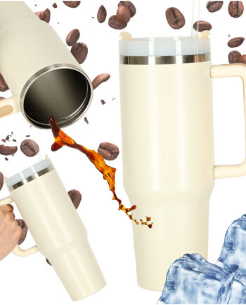 Termokrus Med Sugerør Og Hank Termokande 1200ml Creme
