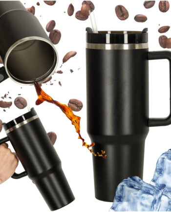 Termokrus Med Sugerør Og Hank Termokande 1200ml Sort