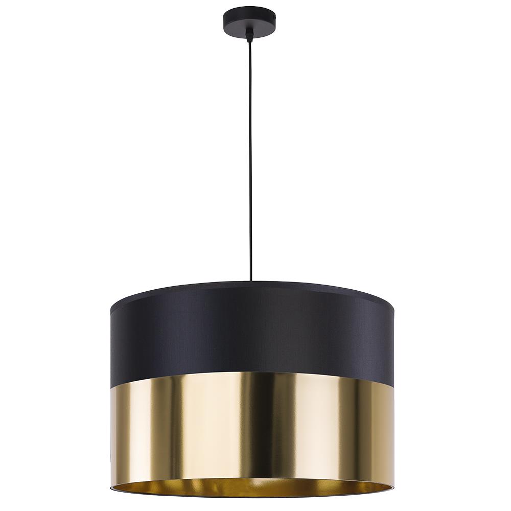 Tk London Loftlampe Guld Sort Stof Og Sort Metal