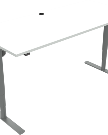 To-bens Firkantet Hæve- Sænkebord Zennord Comfortzone Højdejusterbart Skrivebord 180x80 Cm Hvid Sølv