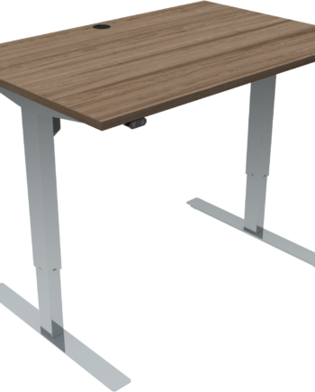 To-bens Firkantet Hæve- Sænkebord Zennord Updown Sit-stand Bord   Valnødsmelamin Med Kromstel 80x120 Cm Højde 68-118 Cm