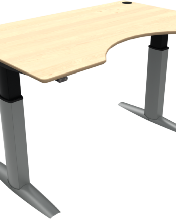 To-bens Hæv- Sænkebord Zennord Elevateline Med Centerudskæring Og Integreret Kabelbakke  Ahorn Sølv  Højde 68-120 Cm