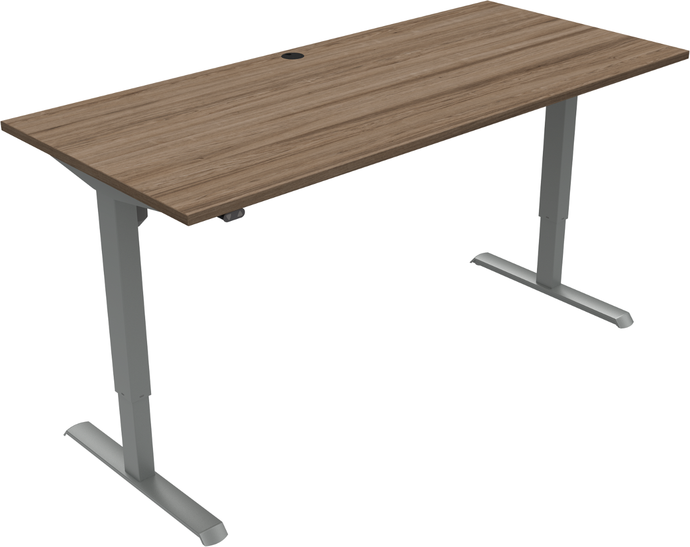 To-bens Hæve- Sænkebord Firkantet Zennord Adaptdesk Valnød Og Sølv Justerbar Højde 68-118 Cm