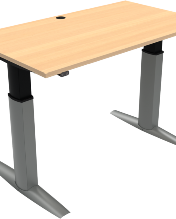 To-bens Hæve- Sænkebord Firkantet Zennord Elevateline Højdejusterbart Skrivebord Bøg Natur-sølv 68-120 Cm 80ã 140 Cm