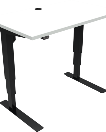 To-bens Hæve- Sænkebord Firkantet Zennord Versastand Skrivebord Hvid Sort Justerbar 57-122 Cm Mfc