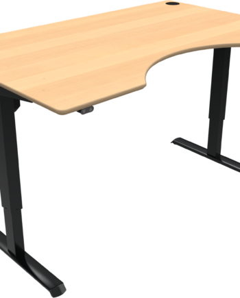 To-bens Hæve- Sænkebord Med Centerudskæring Zennord Adaptdesk Natur Sort