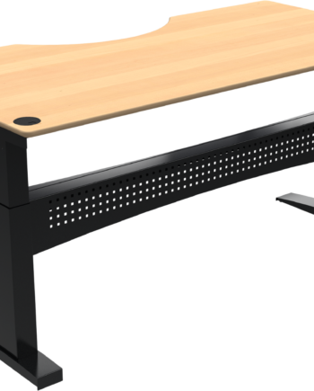 To-bens Hæve- Sænkebord Sit-stand Bord Zennord Flexdesk Centerudskæring Naturbøg Sort 200x100 Cm   65-122