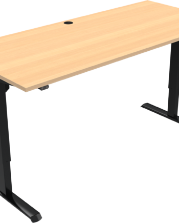 To-bens Hæve- Sænkebord Skrivebord Zennord Adaptdesk   Bøg Natur   Sort Stel  Højde 68 118 Cm