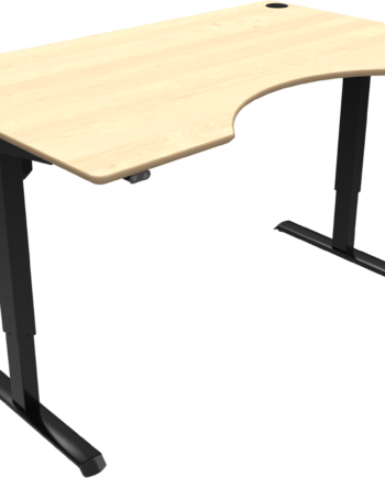 To-bens Hæve- Sænkebord Skrivebord Zennord Adaptdesk Med Centerudskæring Ahorn Sort 160x100 Cm Justerbar 68-118 Cm