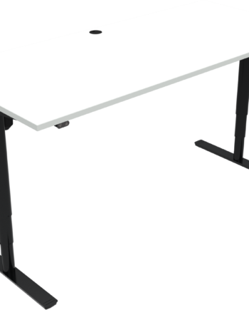 To-bens Hæve- Sænkebord Skrivebord Zennord Comfortzone Firkantet 180x80 Cm 65-125 Cm Justerbar Hvid Mfc Bordplade Med Sorte Ben