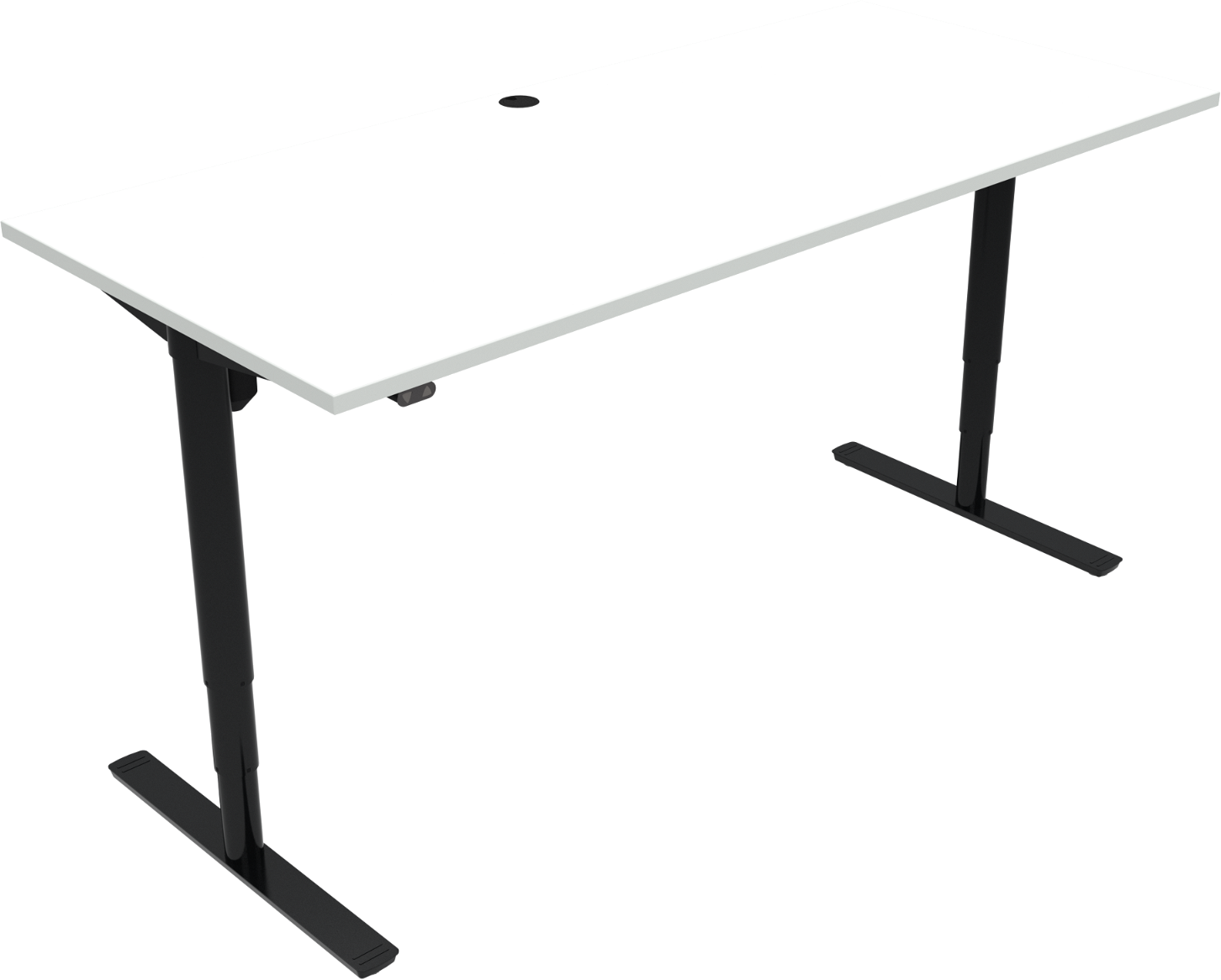 To-bens Hæve- Sænkebord Skrivebord Zennord Comfortzone Firkantet 180x80 Cm 65-125 Cm Justerbar Hvid Mfc Bordplade Med Sorte Ben