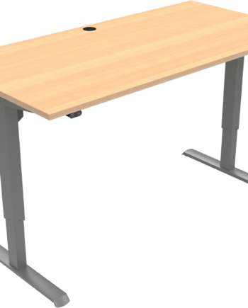 To-bens Hæve- Sænkebord Zennord Adaptdesk Firkantet 160   80 Cm Bøgeplade Natur Sølv