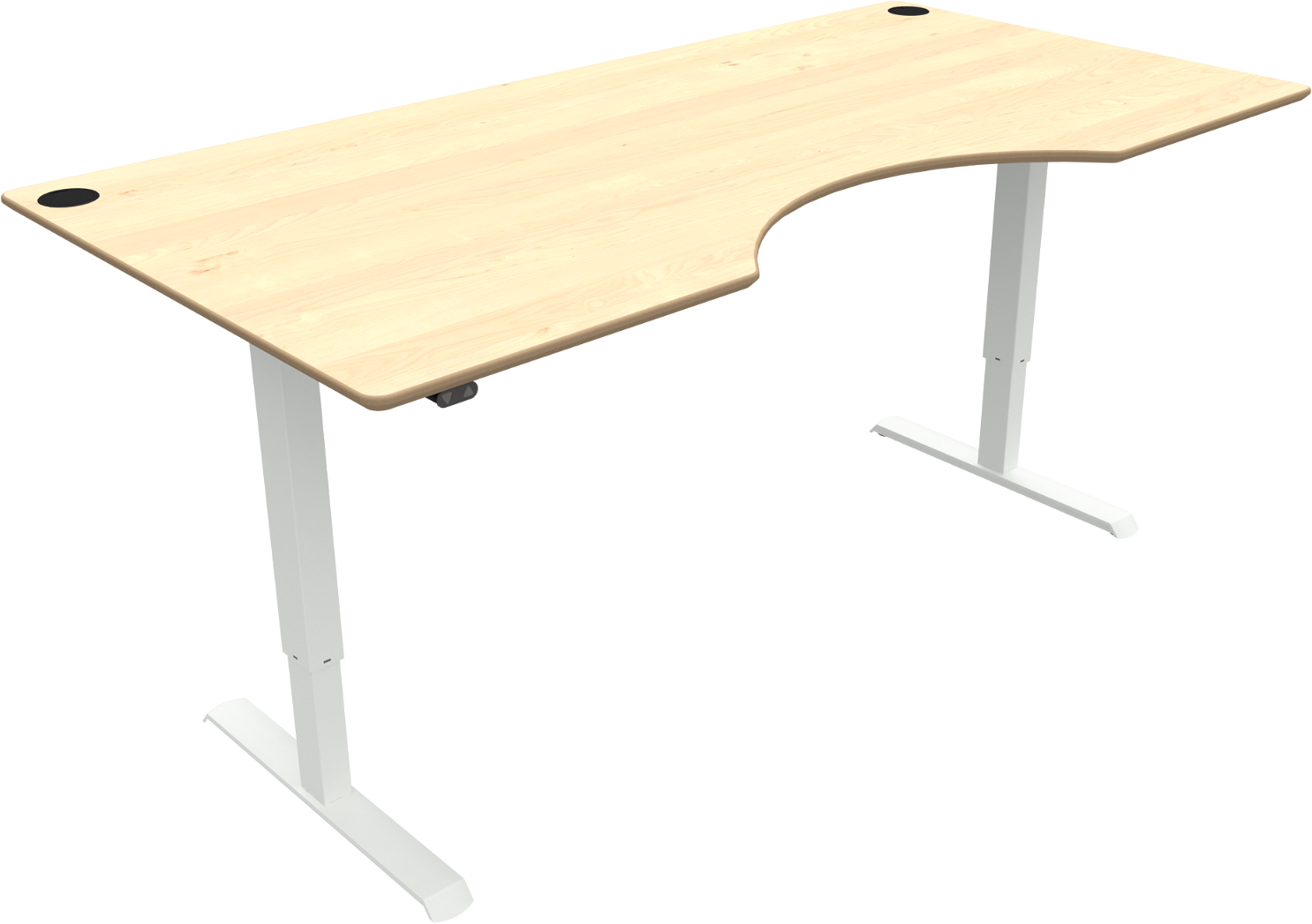 To-bens Hæve- Sænkebord Zennord Adaptdesk Med Centerudskæring Ahornfinér Natur Hvid Højde 68-118 Cm Bordplade 200ã 100 Cm