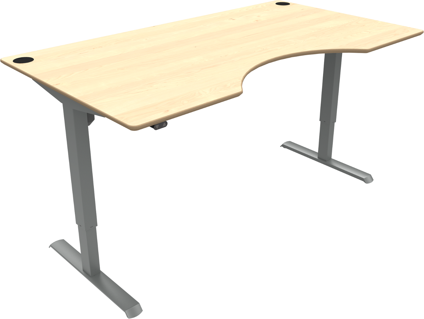 To-bens Hæve- Sænkebord Zennord Adaptdesk Med Centerudskæring Ahorn Natur Sølv Justerbart 68-118 Cm Skrivebord