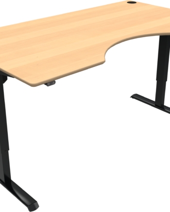 To-bens Hæve- Sænkebord Zennord Adaptdesk Med Centerudskæring   Bøg Uv-lak 180x100 Cm H68-118 Cm Sit-stand Arbejdsbord Natur Sort