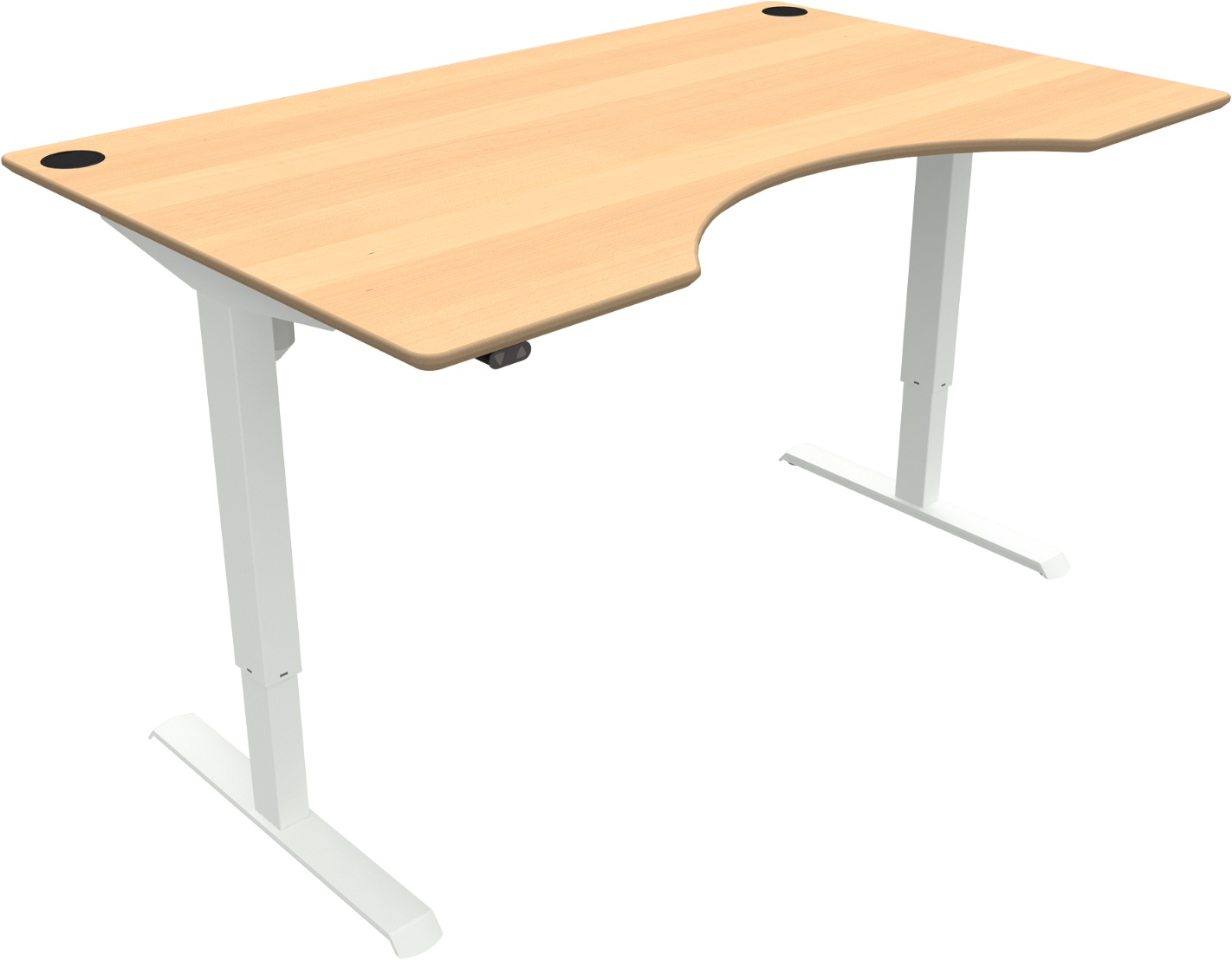 To-bens Hæve- Sænkebord Zennord Adaptdesk Med Centerudskæring Natur Hvid 160 100 Cm H68-118 Cm
