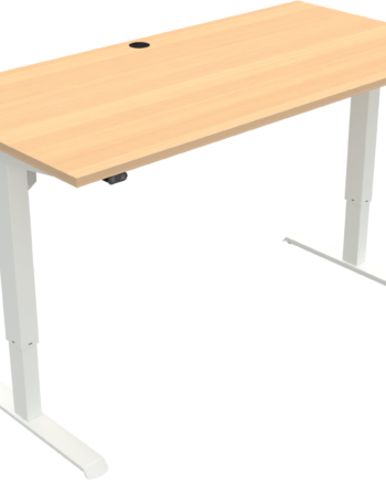 To-bens Hæve- Sænkebord Zennord Adaptdesk Natur Hvid 160x80 Cm Bøg Melamin Med Kabelgennemføring Hurtig  -min Montering